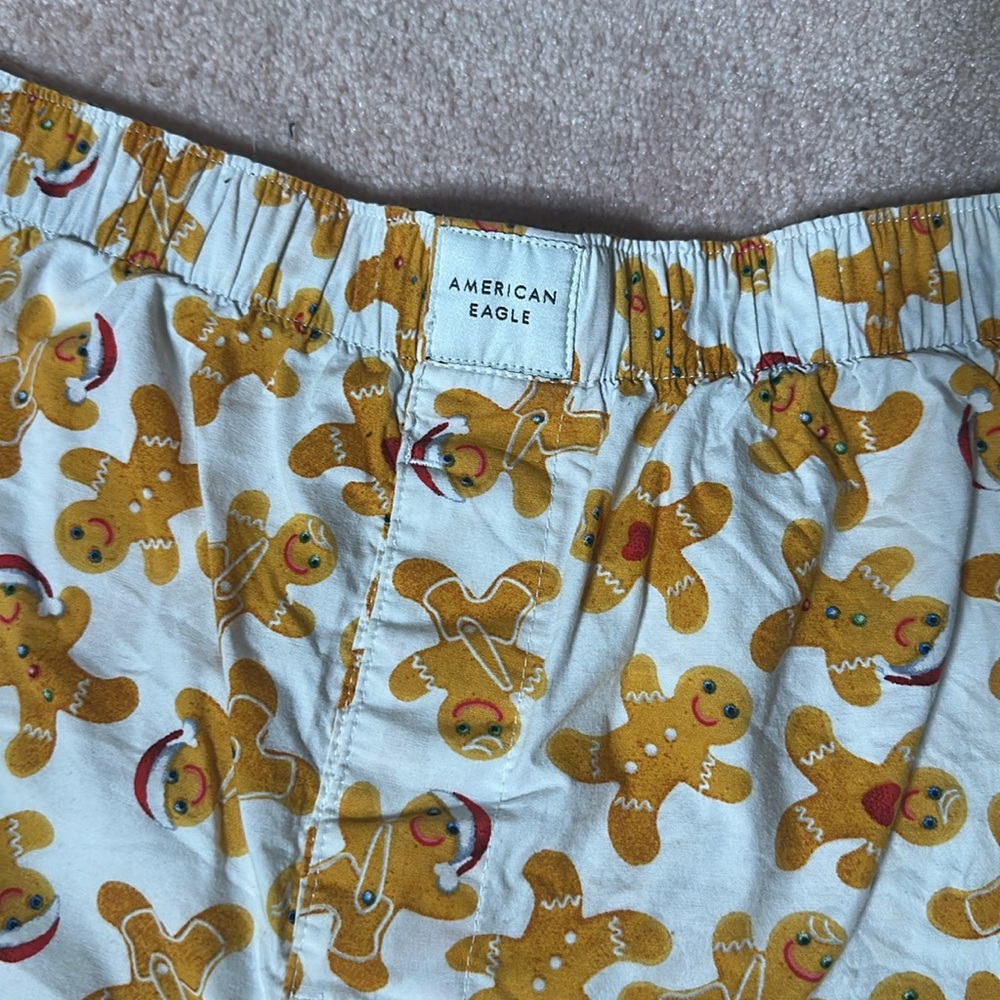 American Eagle Men’s Cotton Boxer Shorts Gingerbreadman Holiday Christmas Sleep - Picture 2 of 4